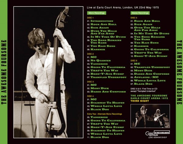 Photo2: LED ZEPPELIN - THE AWESOME FOURSOME : EARLS COURT ARENA 1975 THIRD NIGHT (6CD) [GRAF ZEPPELIN] (2)