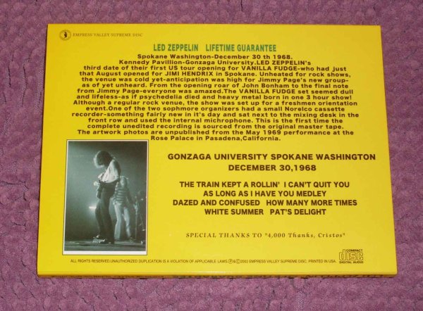 Photo2: LED ZEPPELIN - LIFETIME GUARANTEE CD EMPRESS VALLEY ★★★STOCK ITEM / OUT OF PRINT / MEGA RARE★★★ (2)