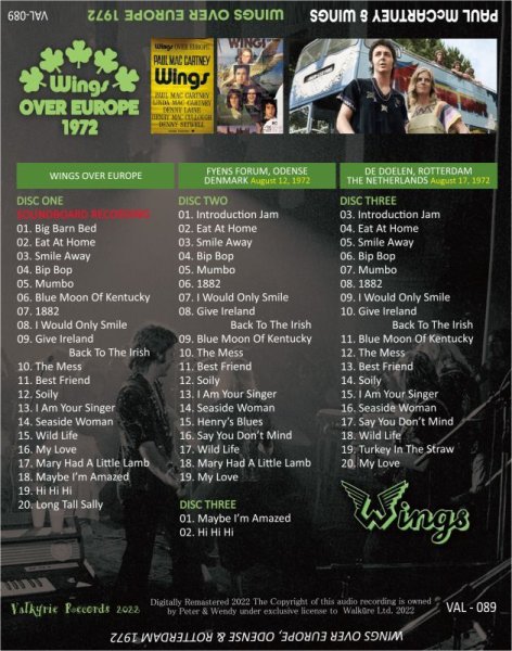 Photo2: PAUL McCARTNEY - 1972 WINGS OVER EUROPE 3CD [VALKYRIE RECORDS] (2)