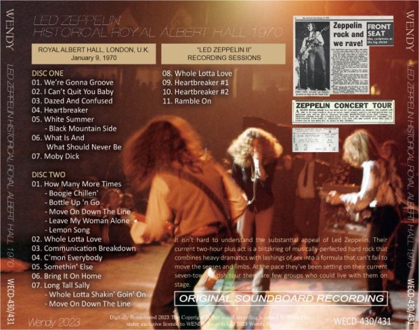 Photo2: LED ZEPPELIN - 1970 HISTORICAL ROYAL ALBERT HALL 2CD [WENDY] (2)