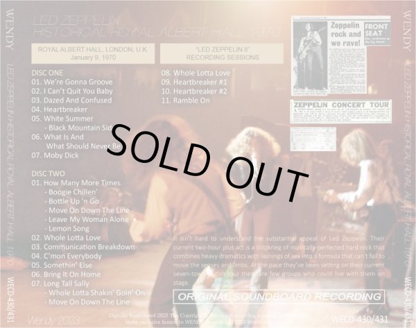 Photo2: LED ZEPPELIN - 1970 HISTORICAL ROYAL ALBERT HALL 2CD [WENDY] ★★★STOCK ITEM★★★ (2)
