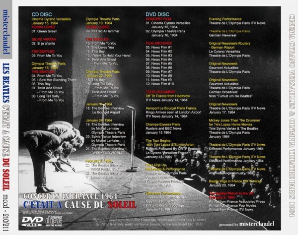 Photo2: THE BEATLES - C'ETAIT A CAUSE DU SOLEIL (FRANCE 1964) CD +2DVD [MISTERCLAUDEL] (2)