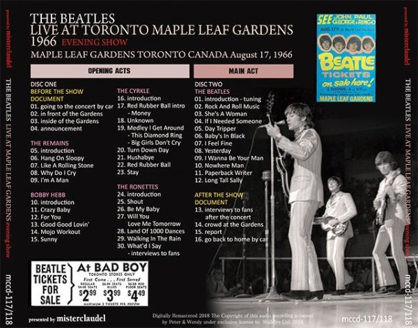 Photo2: THE BEATLES - LIVE AT MAPLE LEAF GARDENS 1966 2CD [MISTERCLAUDEL] (2)
