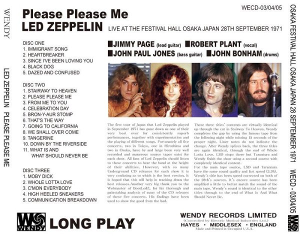 Photo2: LED ZEPPELIN - PLEASE PLEASE ME 3CD [WENDY] (2)