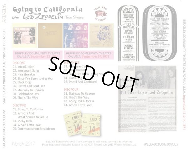 Photo2: LED ZEPPELIN - GOING TO CALIFORNIA 1971 TWO SHOWS 4CD [WENDY] (2)