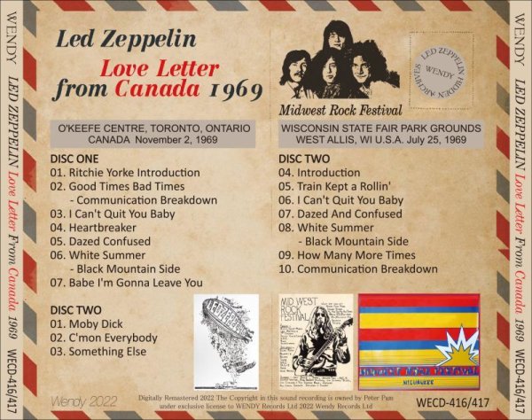 Photo2: LED ZEPPELIN - 1969 LOVE LETTER FROM CANADA 2CD [WENDY] (2)