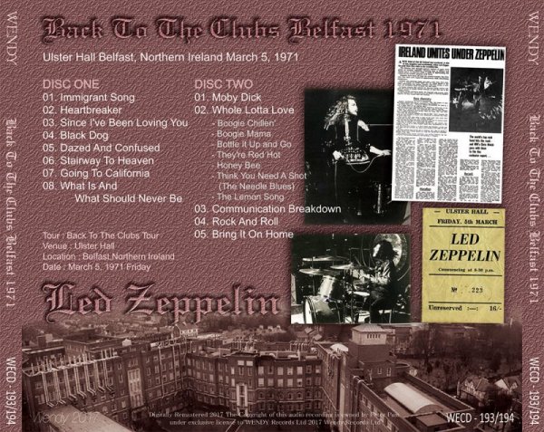 Photo2: LED ZEPPELIN - BACK TO THE CLUBS BELFAST 1971 2CD [WENDY] (2)