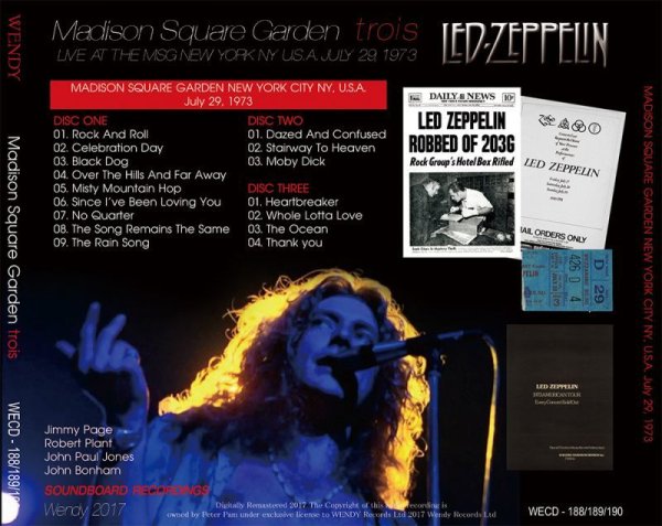 Photo2: LED ZEPPELIN - MADISON SQUARE GARDEN trois 3CD [WENDY] (2)