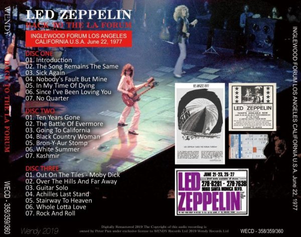 Photo2: LED ZEPPELIN - BACK TO THE LA FORUM 1977 3CD [WENDY] (2)