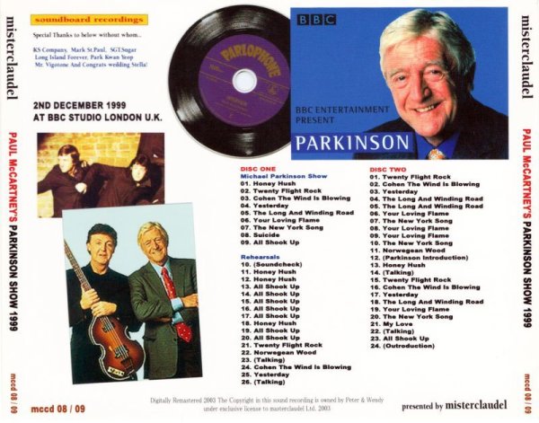 Photo2: PAUL McCARTNEY - MICHAEL PARKINSON SHOW 2CD [MISTERCLAUDEL] (2)