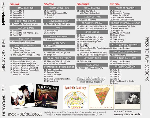 Photo2: PAUL McCARTNEY - PRESS TO PLAY SESSIONS 3CD + DVD  [MISTERCLAUDEL] (2)