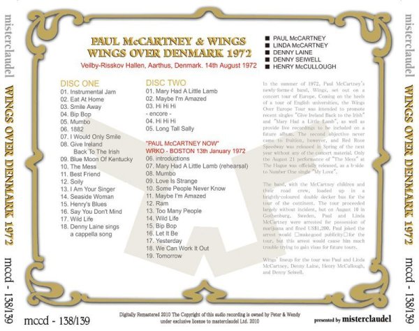 Photo2: PAUL McCARTNEY - WINGS OVER DENMARK 1972 2CD [MISTERCLAUDEL] (2)