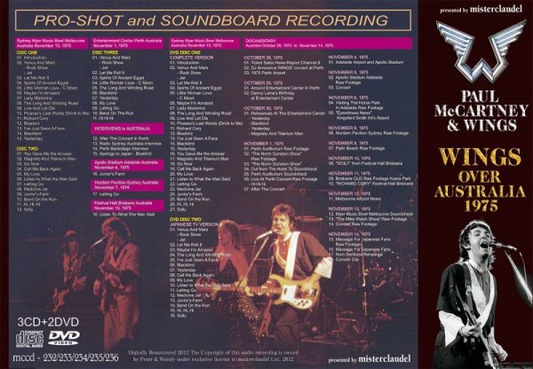 Photo2: PAUL McCARTNEY - WINGS OVER AUSTRALIA 1975 3CD + 2DVD [MISTERCLAUDEL] (2)