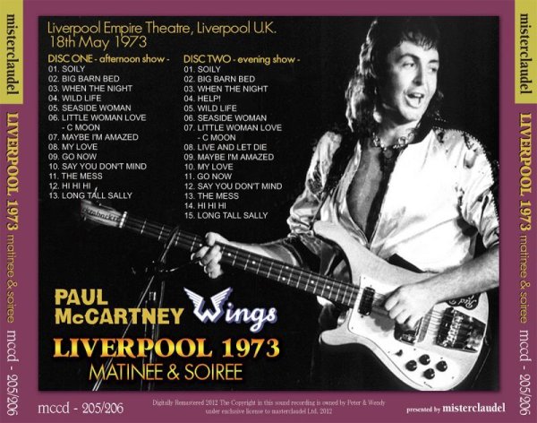Photo2: PAUL McCARTNEY - LIVERPOOL 1973 matinee & soiree 2CD [MISTERCLAUDEL] (2)