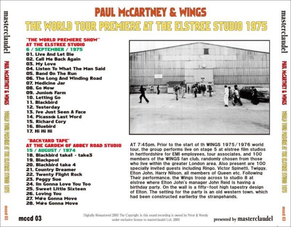 Photo2: PAUL McCARTNEY - THE WORLD TOUR PREMIERE 1975 CD [MISTERCLAUDEL] (2)