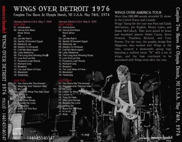 Photo2: PAUL McCARTNEY - WINGS OVER DETROIT 1976  4CD [MISTERCLAUDEL] (2)