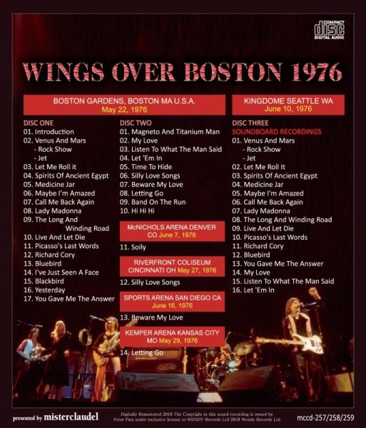 Photo2: PAUL McCARTNEY - 1976 WINGS OVER BOSTON 3CD [MISTERCLAUDEL] (2)