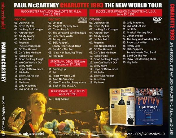 Photo2: PAUL McCARTNEY - CHARLOTTE 1993 2CD + DVD [MISTERCLAUDEL] (2)