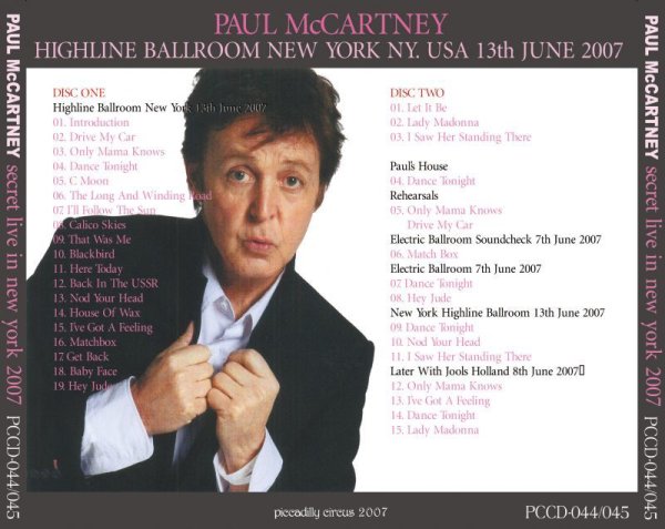Photo2: PAUL McCARTNEY - SECRET LIVE IN NEW YORK 2007 2CD [PICCADILLY CIRCUS] (2)