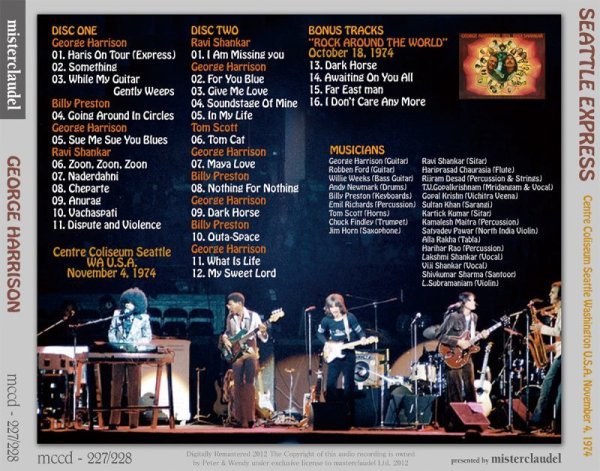 Photo2: GEORGE HARRISON - SEATTLE EXPRESS 1974 2CD + TOUR PROGRAM  [MISTERCLAUDEL] (2)