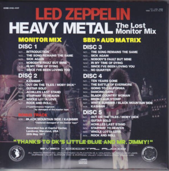 Photo3: LED ZEPPELIN - HEAVY METAL MARYLAND MONITOR MIX 5CD [EMPRESS VALLEY] ★★★STOCK ITEM / SPECIAL PRICE LAST CHANCE★★★ (3)