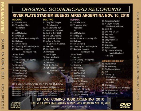 Photo2: PAUL McCARTNEY - FIRST NIGHT ARGENTINA 2010 2CD + DVD  [PICCADILLY CIRCUS] (2)