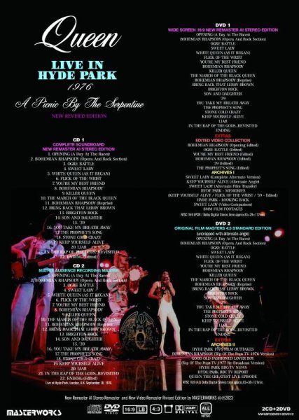 Photo2: QUEEN - LIVE IN HYDE PARK 1976 A PICNIC BY THE SERPENTINE =NEW REVISED EDITION 2CD+2DVD [ MASTERWORKS] (2)