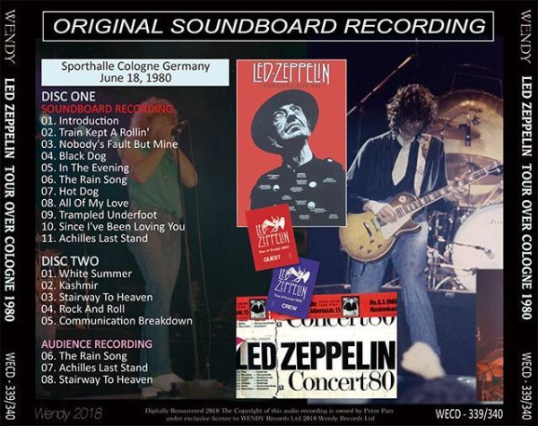 Photo2: LED ZEPPELIN - 1980 TOUR OVER COLOGNE 2CD [WENDY] (2)
