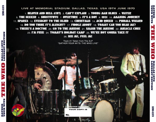 Photo2:  THE WHO - GATHER YOUR WITS: DALLAS 1970 Longest Edition CD [SCWH] (2)
