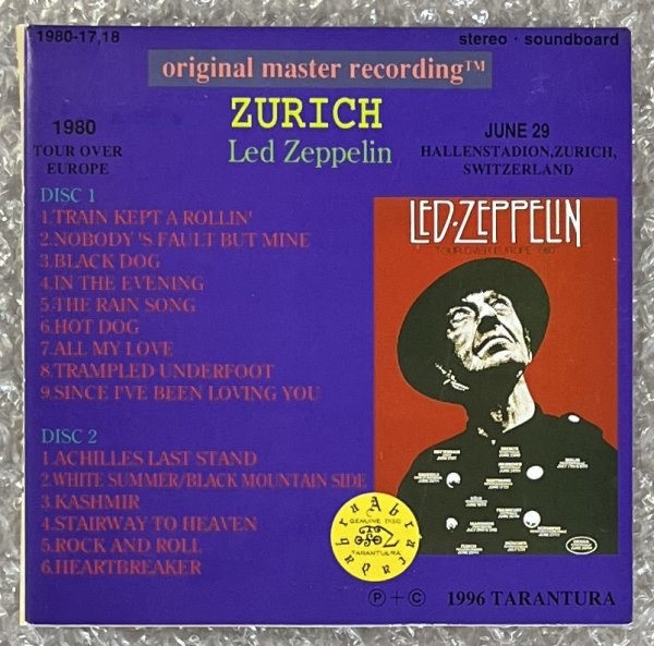 Photo2: LED ZEPPELIN - ZURICH 1980 2CD  [TARANTURA] ★★★STOCK ITEM / OUT OF PRINT / VERY RARE★★★ (2)
