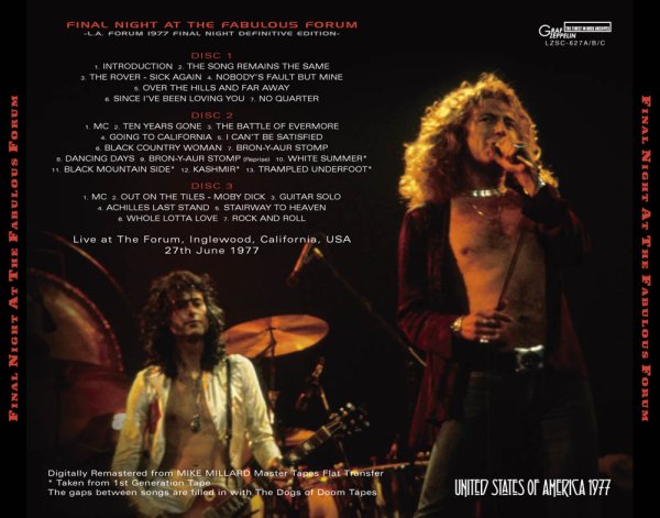 Photo2: LED ZEPPELIN - FINAL NIGHT AT THE FABULOUS FORUM 3CD [GRAF ZEPPELIN] (2)
