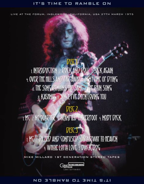 Photo2: LED ZEPPELIN - IT'S TIME TO RAMBLE ON: LAST NIGHT IN THE FORUM 1975 3CD  [GRAF ZEPPELIN] (2)
