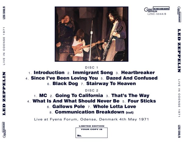 Photo2: LED ZEPPELIN - LIVE IN ODENSE 1971 2CD + 2CD ＊2nd issue Raw Tape Transfer [GRAF ZEPPELN] (2)