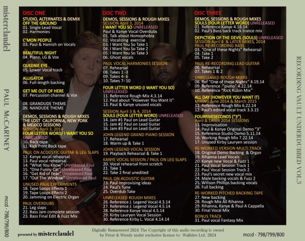 Photo2: PAUL McCARTNEY - RECORDING VAULT UNDERDUBBED VOL.3 3CD [MISTERCLAUDEL] (2)