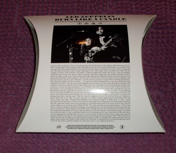Photo2: LED ZEPPELIN -BURN LIKE A CANDLE  5CD LIMITED PILLOW EDITION 100 COPIES ONLY W/ T-SHIRT [EMPRESS VALLEY] ★★★STOCK ITEM / OUT OF PRINT / VERY RARE★★★ (2)