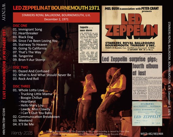 Photo2: LED ZEPPELIN - AT BOURNEMOUTH 1971 3CD [WENDY] (2)