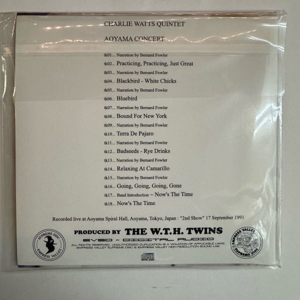 Photo2: CHARLIE WATTS QUINTET - AOYAMA CONCERT CD THE ROLLING STONES [EMPRESS VALLEY] (2)