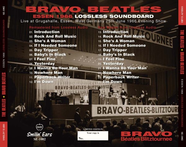 Photo2: THE BEATLES - BRAVO BEATLES: ESSEN 1966 LOSSLESS SOUNDBOARD CD [Smilin' Ears] (2)