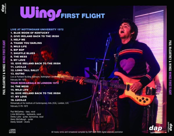 Photo2: PAUL McCARTNEY & WINGS -  WINGS FIRST FLIGHT : THE VERY FIRST GIG IN NOTTINGHAM 1972 FROM NEW REEL-TO-REEL TAPE REMASTERS CD [DAP] (2)