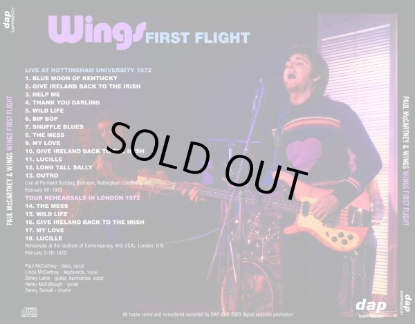 Photo2: PAUL McCARTNEY & WINGS -  WINGS FIRST FLIGHT : THE VERY FIRST GIG IN NOTTINGHAM 1972 FROM NEW REEL-TO-REEL TAPE REMASTERS CD [DAP] ★★★STOCK ITEM / SPECIAL PRICE★★★ (2)