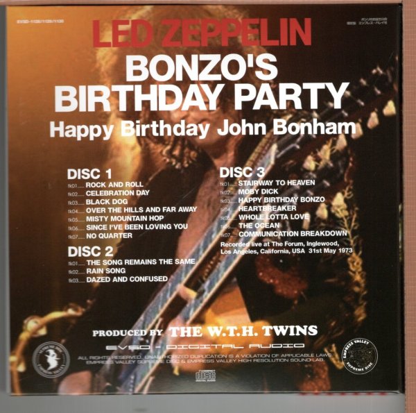 Photo2: LED ZEPPELIN - BONZO'S BIRTHDAY PARTY 3CD LIMITED 100 COPIES ONLY  [EMPRESS VALLEY] ★★★STOCK ITEM / OUT OF PRINT★★★ (2)
