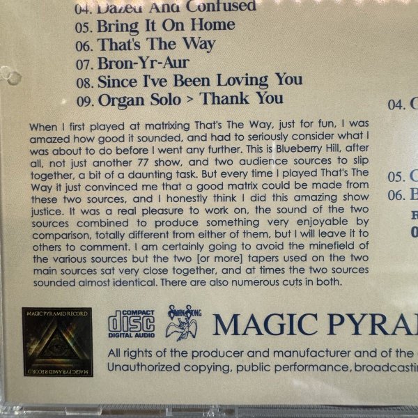 Photo4: LED ZEPPELIN - LIVE ON BLUEBERRY HILL SLUMPYMATRIX 2CD [Magic Pyramid] ★★★STOCK ITEM / OUT OF PRINT★★★ (4)