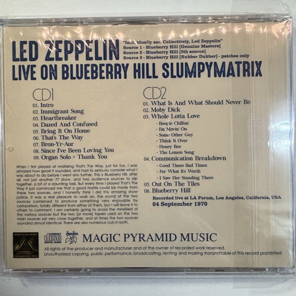 Photo2: LED ZEPPELIN - LIVE ON BLUEBERRY HILL SLUMPYMATRIX 2CD [Magic Pyramid] ★★★STOCK ITEM / OUT OF PRINT★★★ (2)
