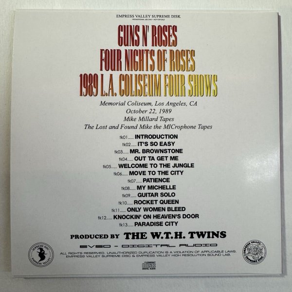 Photo8: GUNS N’ ROSES - FOUR NIGHTS OF ROSES 1989 LA coliseum 4 shows 6CD BOX SET + 5T-SHIRT [EMPRESS VALLEY] (8)