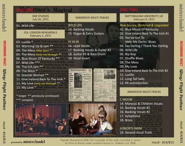 Photo2: PAUL McCARTNEY - 1972 RECORDING VAULT WINGS FLIGHT FEATHERS 2CD [MISTERCLAUDEL]  (2)