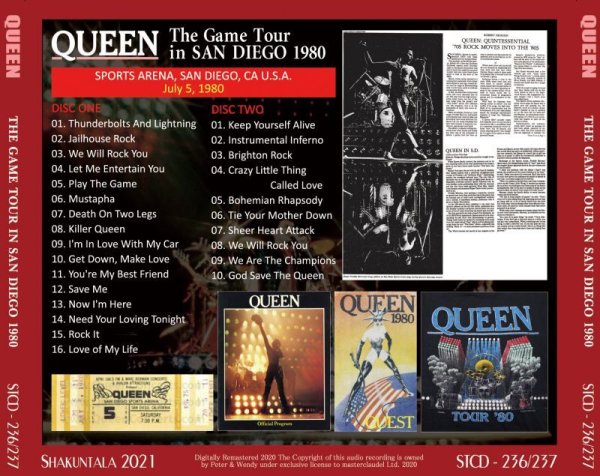 Photo2: QUEEN - 1980 THE GAME TOUR IN SAN DIEGO 2CD [SHAKUNTALA] (2)