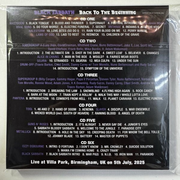 Photo3: BLACK SABBATH OZZY OSBOURNE METALLICA GUNS N' ROSES SLAYER AND FRIEDNS - BACK TO THE BEGINNING 6 CD [EMPRESS VALLEY] (3)
