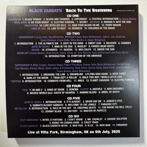Photo2: BLACK SABBATH OZZY OSBOURNE METALLICA GUNS N' ROSES SLAYER AND FRIEDNS - BACK TO THE BEGINNING 6 CD [EMPRESS VALLEY] (2)
