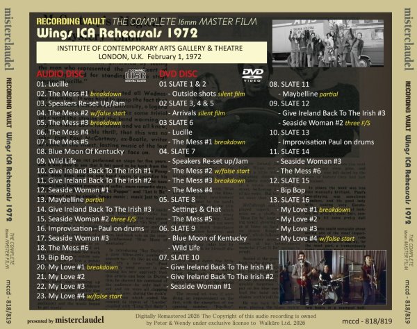 Photo2: PAUL McARTNEY 1972 RECORDING VAULT WINGS ICA REHEARSALS CD+DVD [MISTERCLAUDEL] (2)