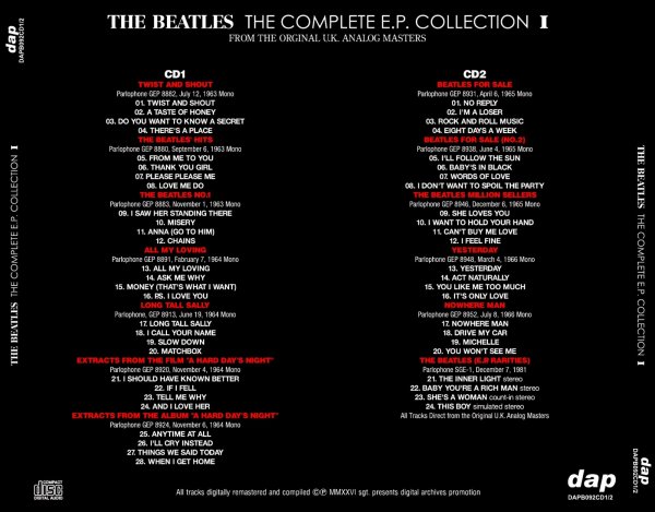 Photo2: THE BEATLES -  THE COMPLETE E.P. COLLECTION I - FROM THE ORGINAL U.K. ANALOG MASTERS 2CD [DAP] (2)